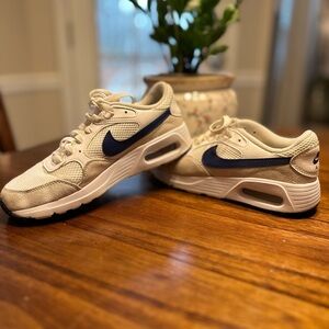 Nike Cream and Dark Blue Airmax Sneakers